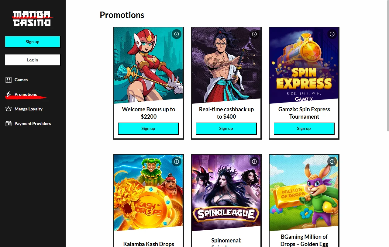 Manga Casino bonos y promociones para jugadores de España