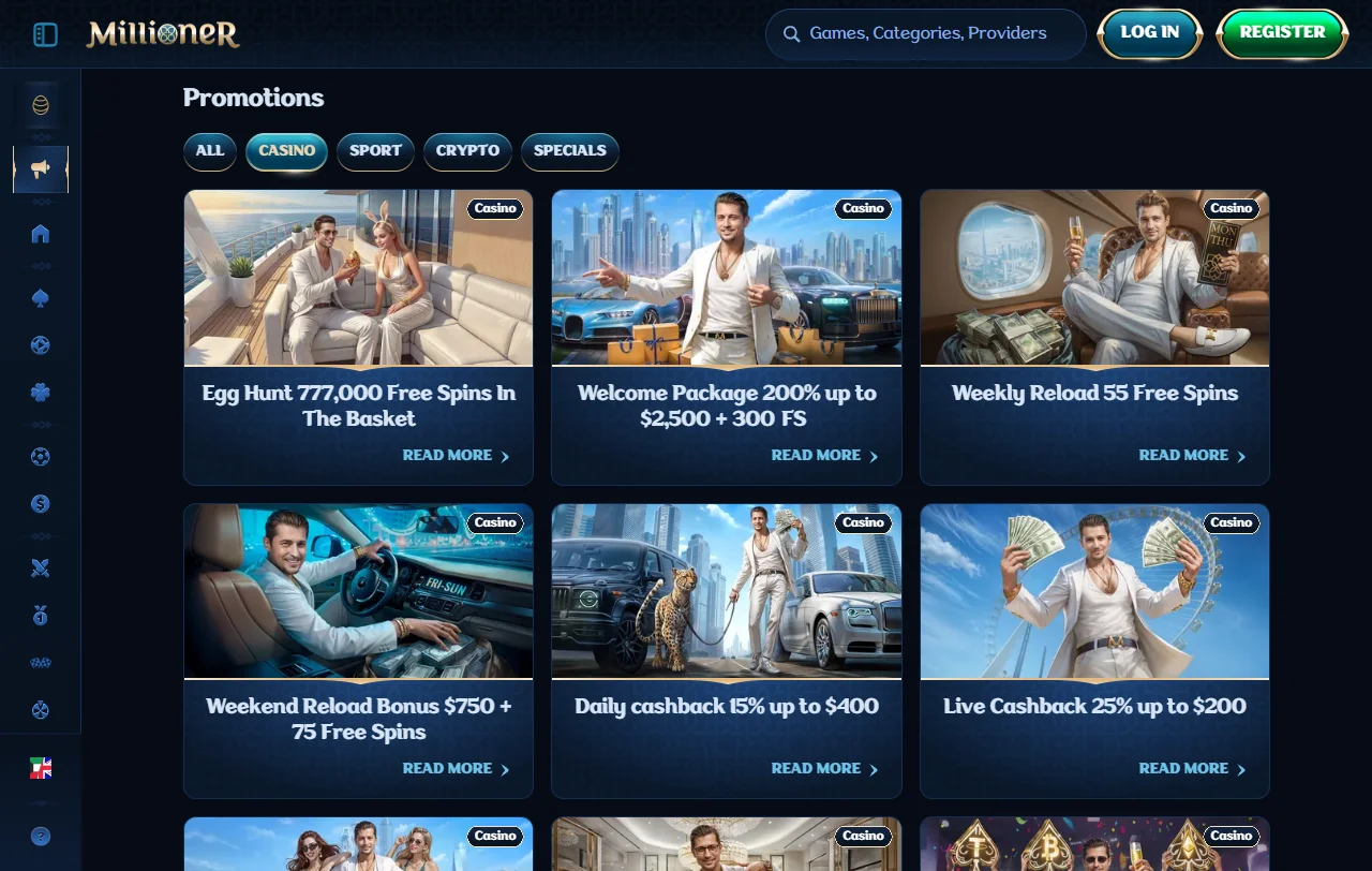 Bonos bienvenida y promociones Millioner casino España