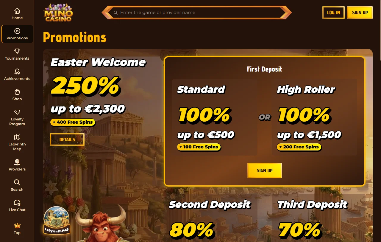 Juegos slots y proveedores destacados MinoCasino España