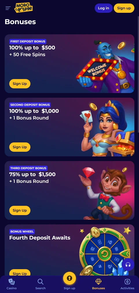 Morospin Casino depósitos, retiros y métodos de pago