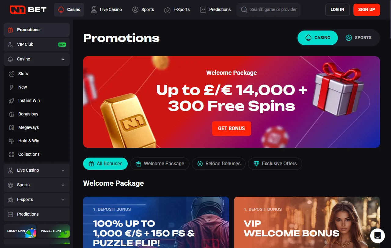 Bonificaciones de bienvenida y promociones recurrentes ofrecidas por N1Bet casino España