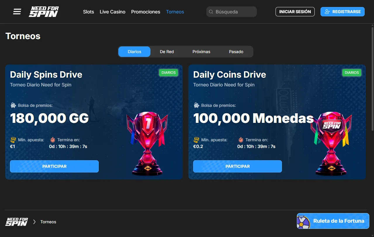 Need for Spin Casino bonos y promociones de bienvenida