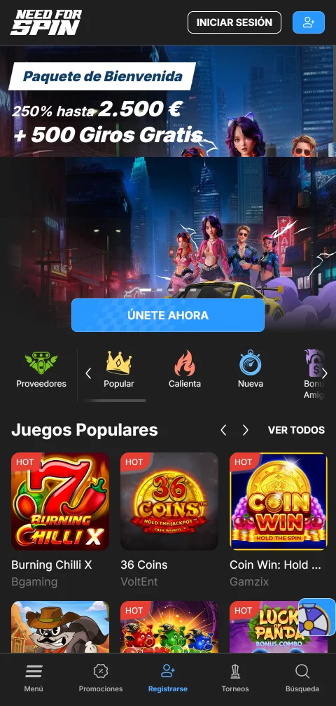 Need for Spin Casino acceso móvil optimizado para España