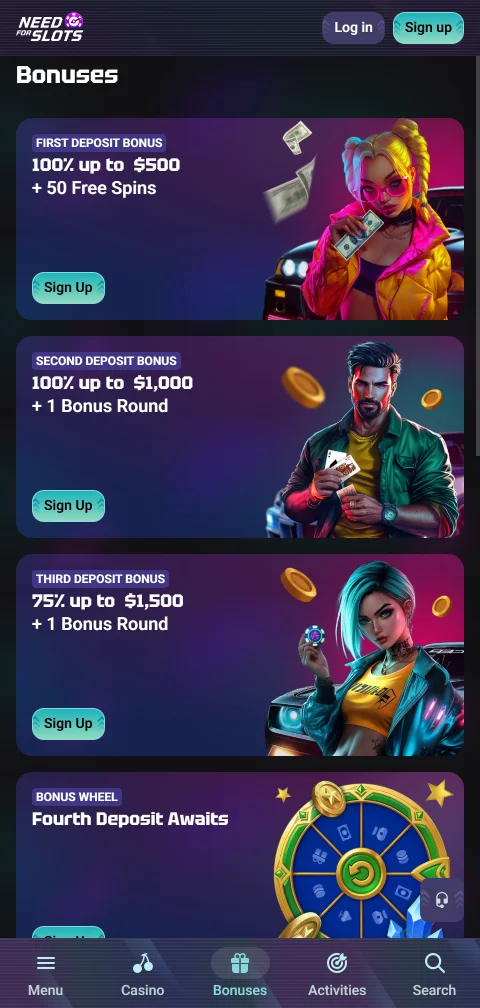 NeedForSlots Casino depósitos, retiradas y métodos de pago