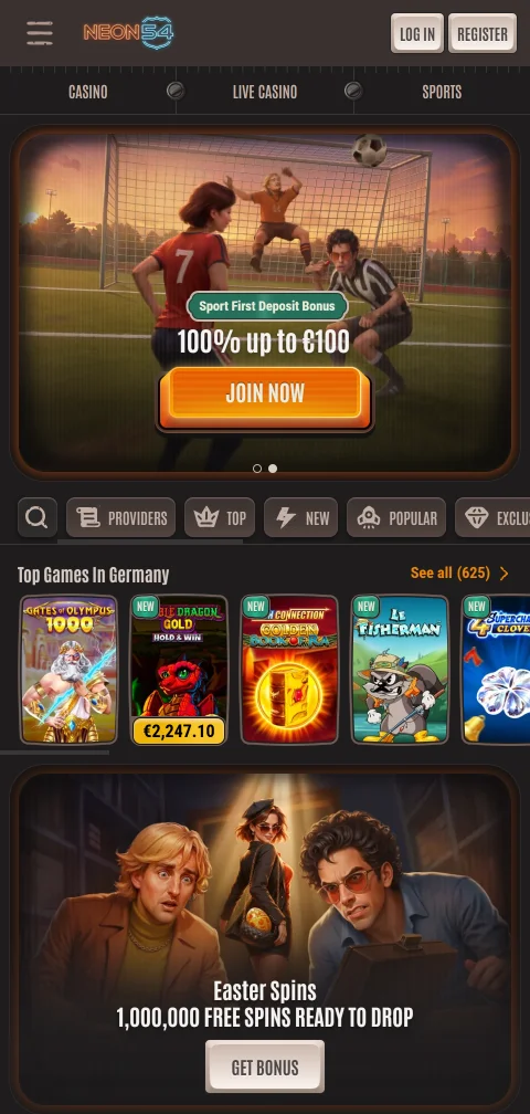 Juego móvil accesible Neon54 Casino España smartphones