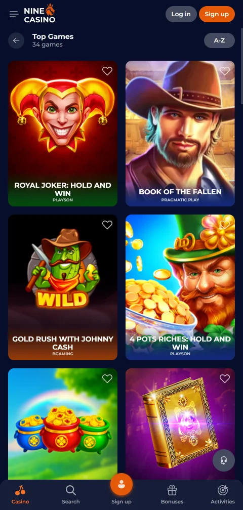 Nine casino depósitos, retiradas y métodos de pago