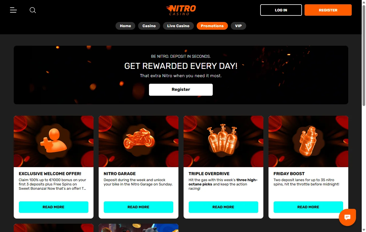 Nitro Casino bonos, promociones y condiciones de bienvenida