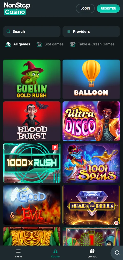 NonStop Casino depósitos, retiros y métodos de pago