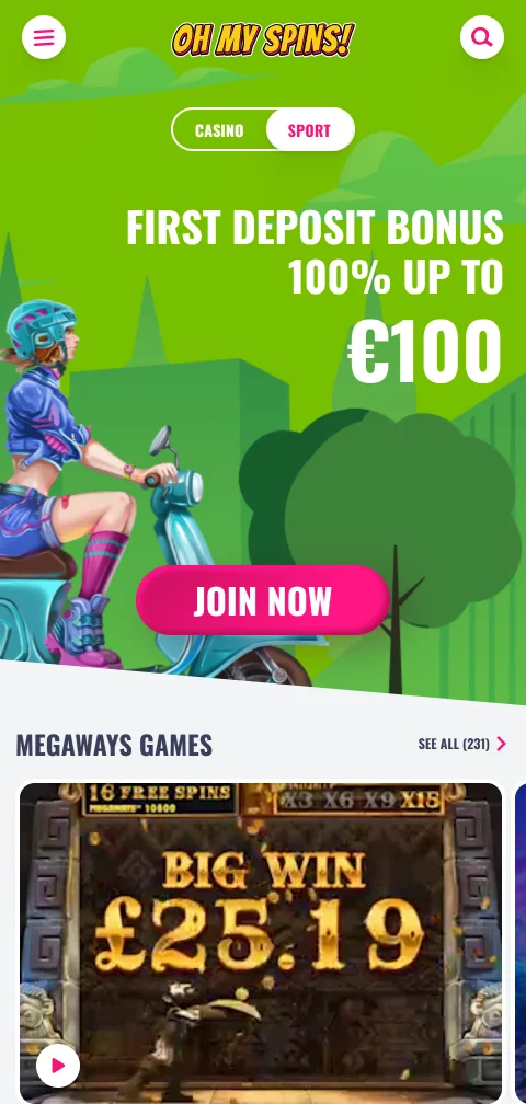 Acceso móvil gaming Oh My Spins casino España optimizado
