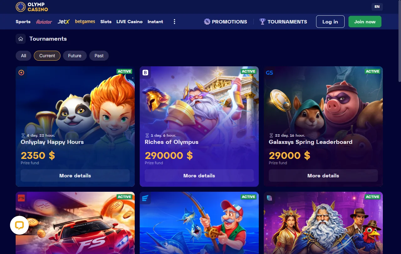 Olymp Casino bonos de bienvenida y promociones principales