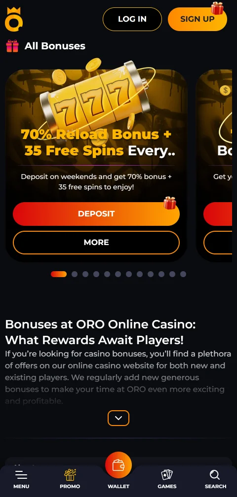 OroGG Casino depósitos, retiradas y métodos de pago