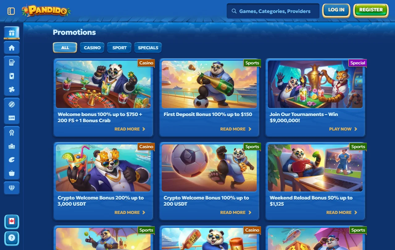 Selección juegos slots proveedores Pandido casino España