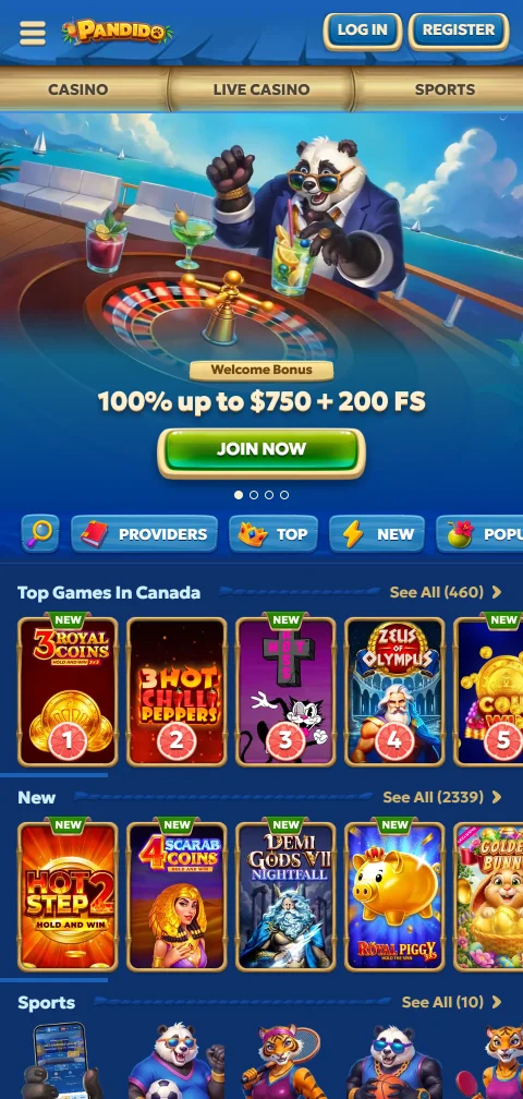 Gaming móvil responsive Pandido casino España accesible