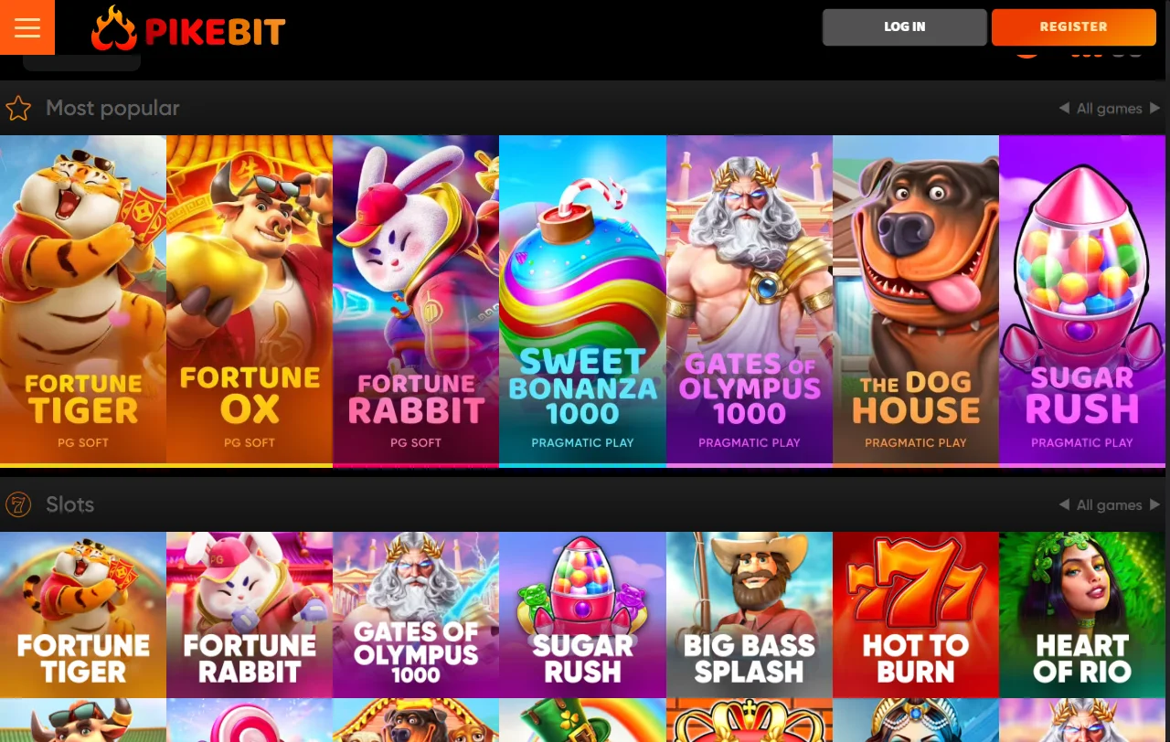 Selección juegos slots proveedores Pikebit Casino España