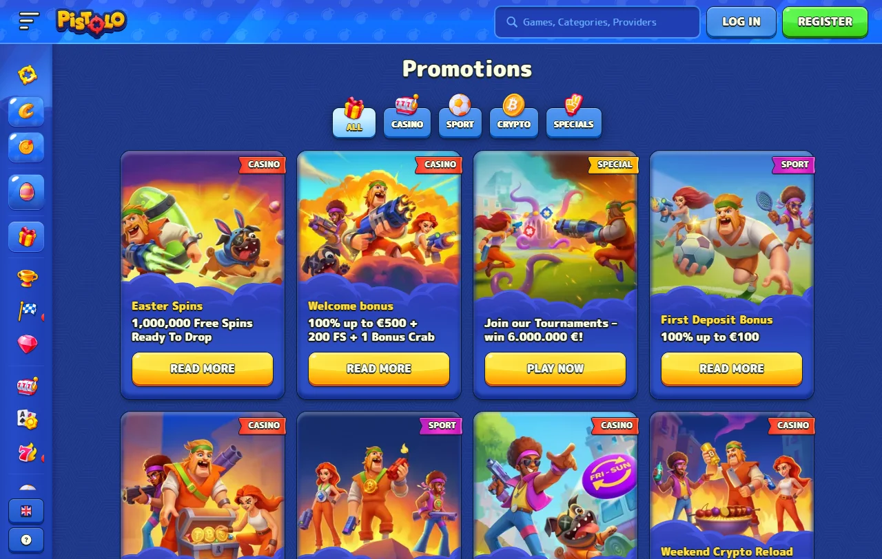 Pistolo Casino juegos y variedad de entretenimiento