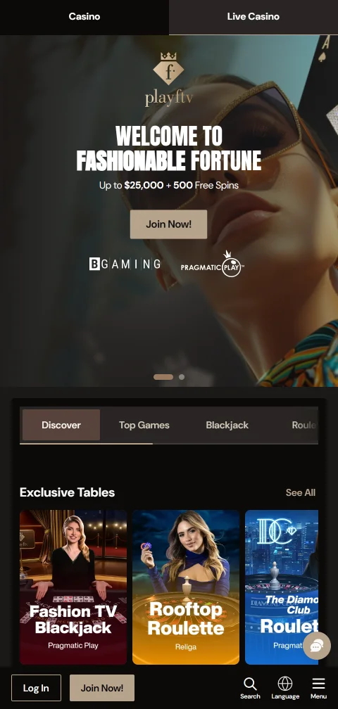 PlayFashion TV Casino España en dispositivos móviles - experiencia de juego optimizada sin aplicación nativa requerida