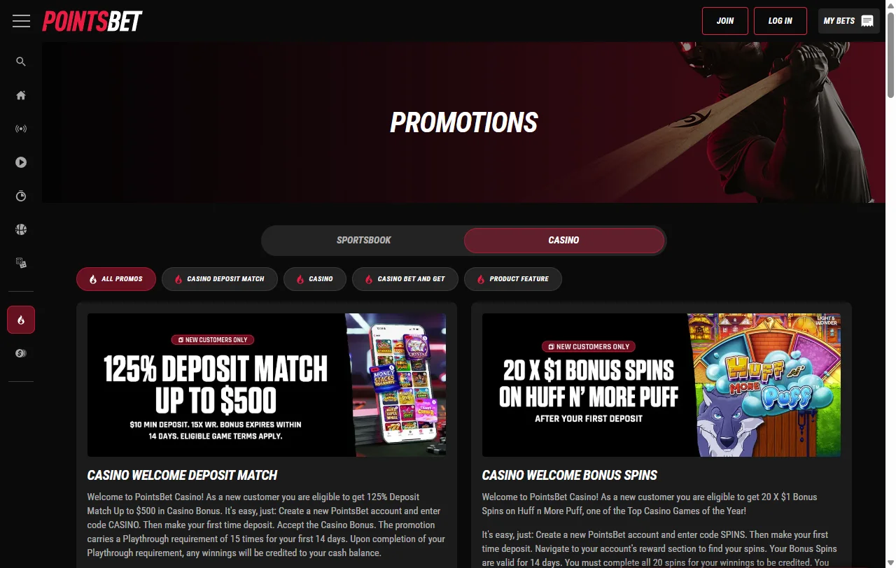 PointsBet Casino bonos y condiciones explicadas para España