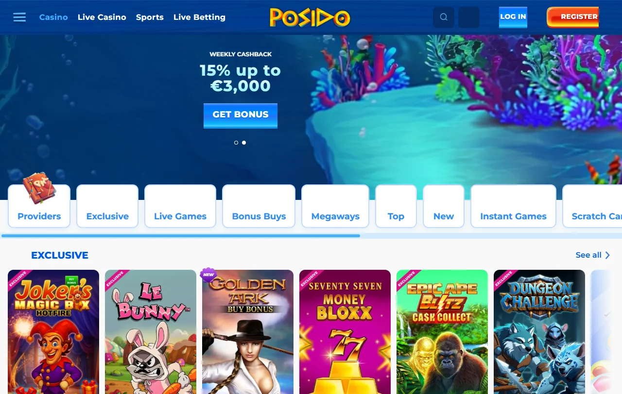 Posido Casino juegos y tragaperras con proveedores y variedad destacada