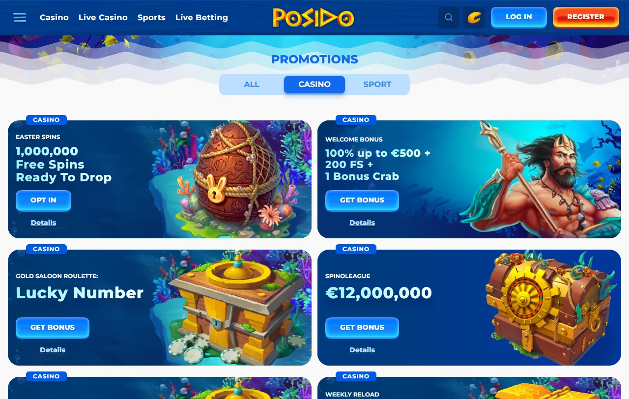 Posido Casino bonos y promociones con condiciones de bienvenida resumidas