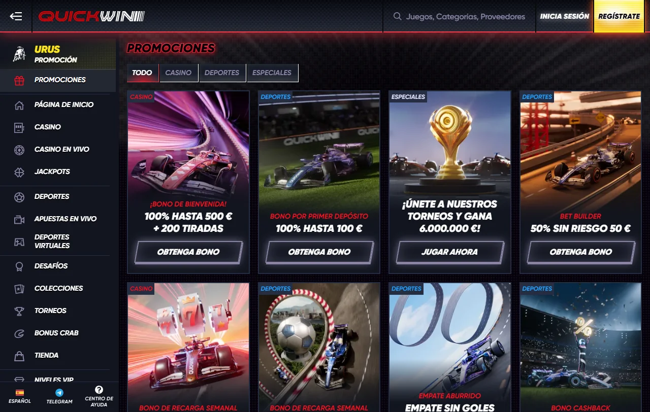 Juegos slots proveedores QuickWin Casino España catálogo