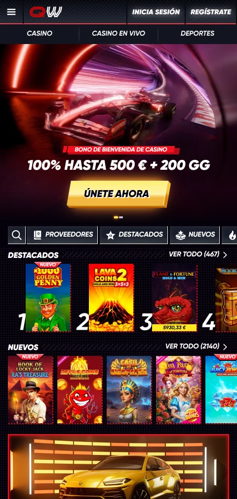 Acceso móvil gaming QuickWin Casino España smartphones