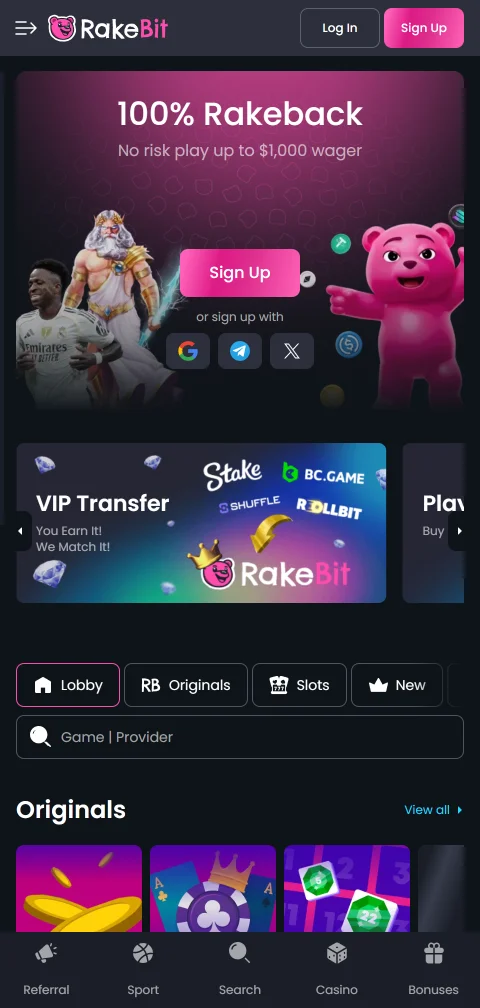 Gaming móvil responsive RakeBit casino España accesible