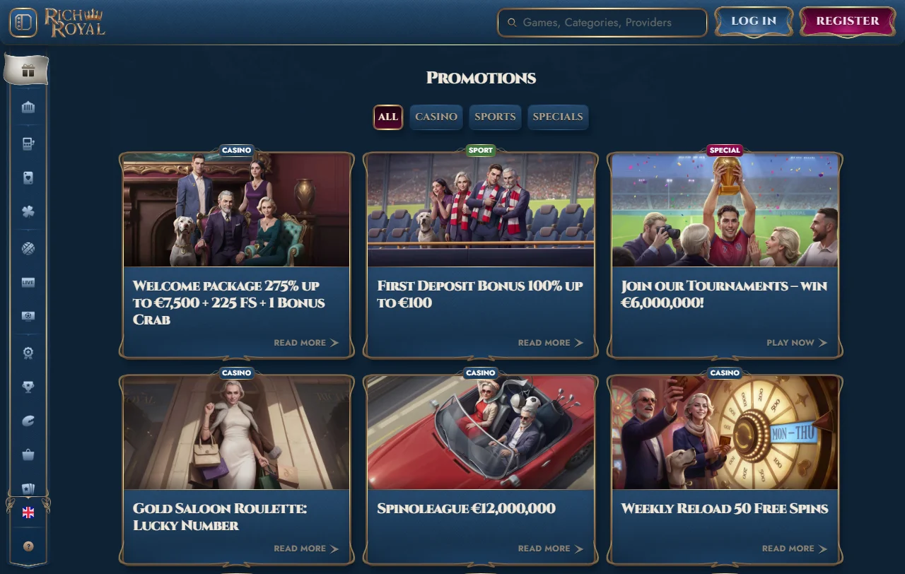 RichRoyal casino bonos, promociones y condiciones de bienvenida