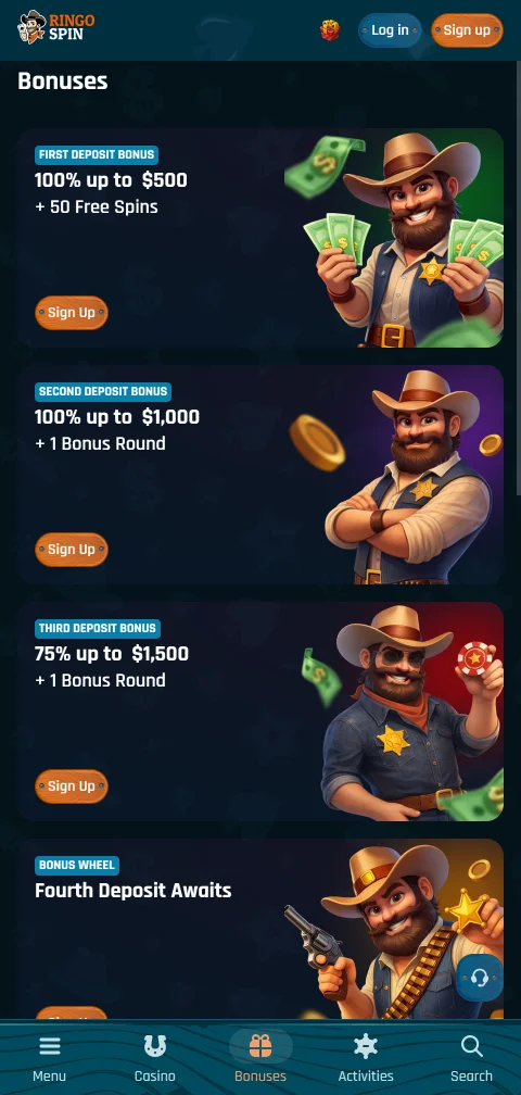 RingoSpin Casino depósitos y retiradas con pagos habituales