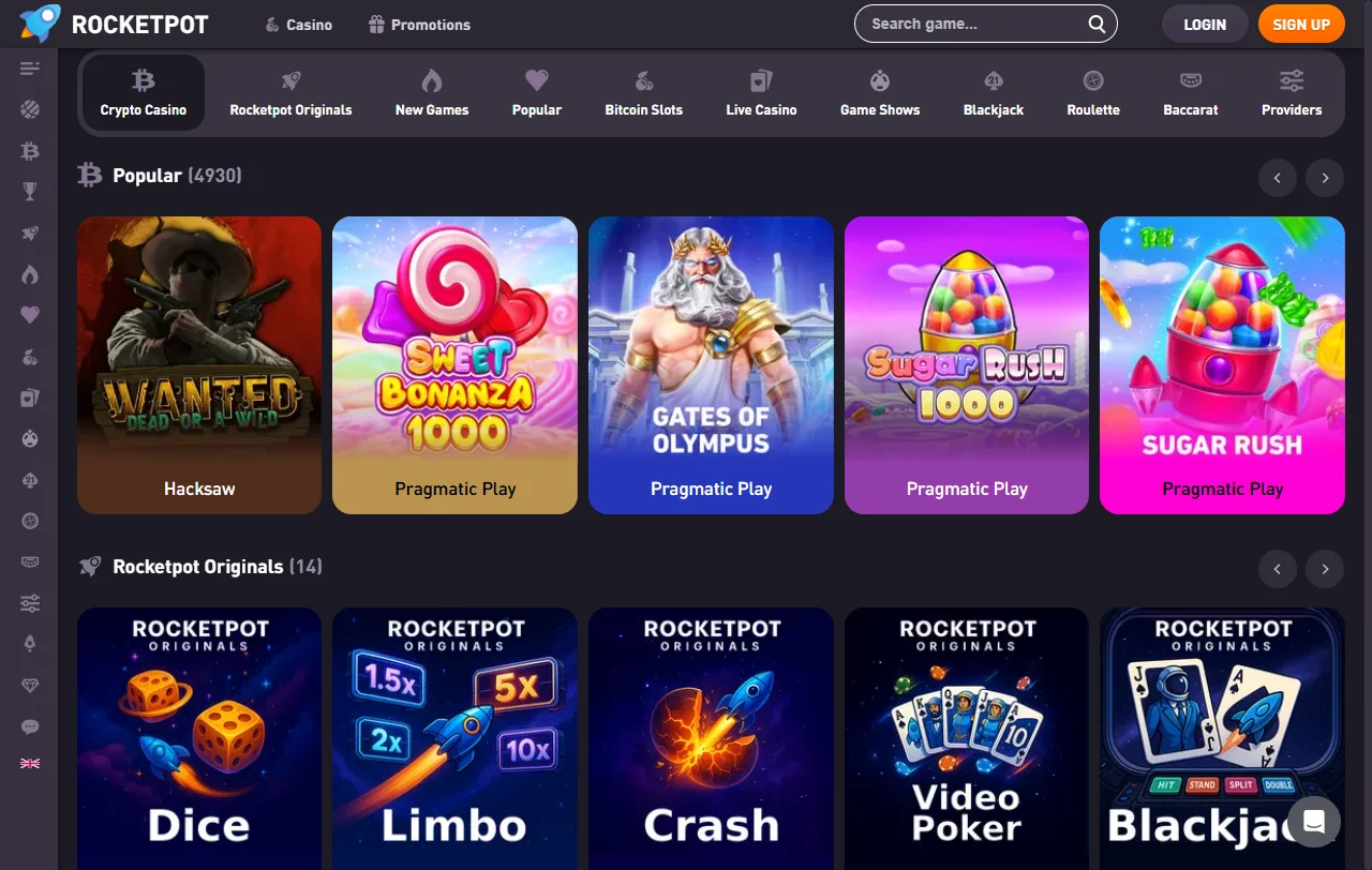 RocketPot casino juegos, slots y proveedores destacados para jugadores de España
