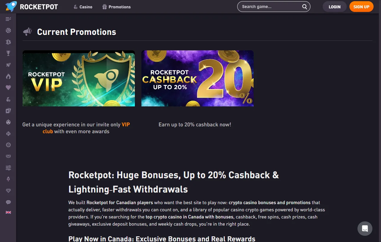 RocketPot casino bonos, promociones y condiciones de bienvenida resumidas