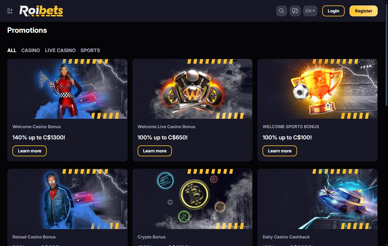 Roibets Casino bonos y ofertas de bienvenida disponibles
