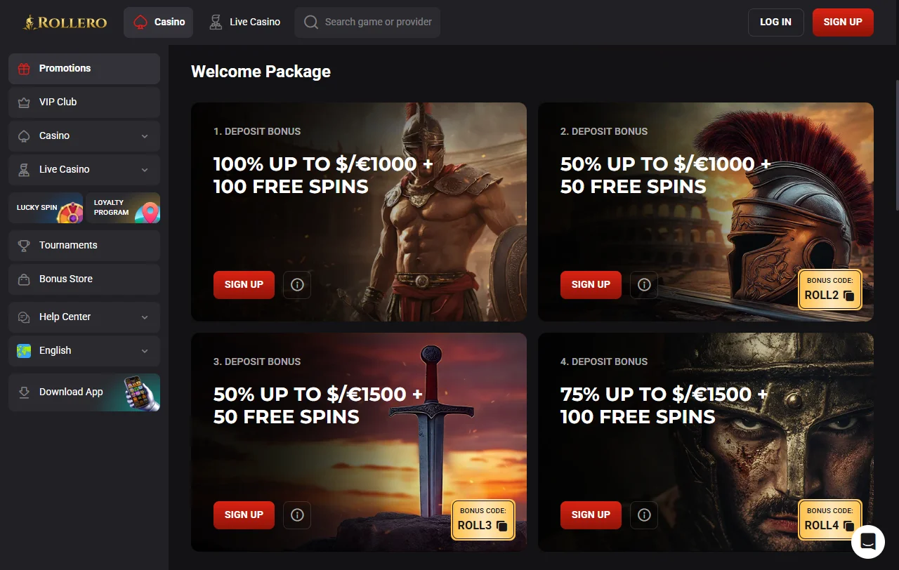 Rollero Casino catálogo de juegos y proveedores destacados