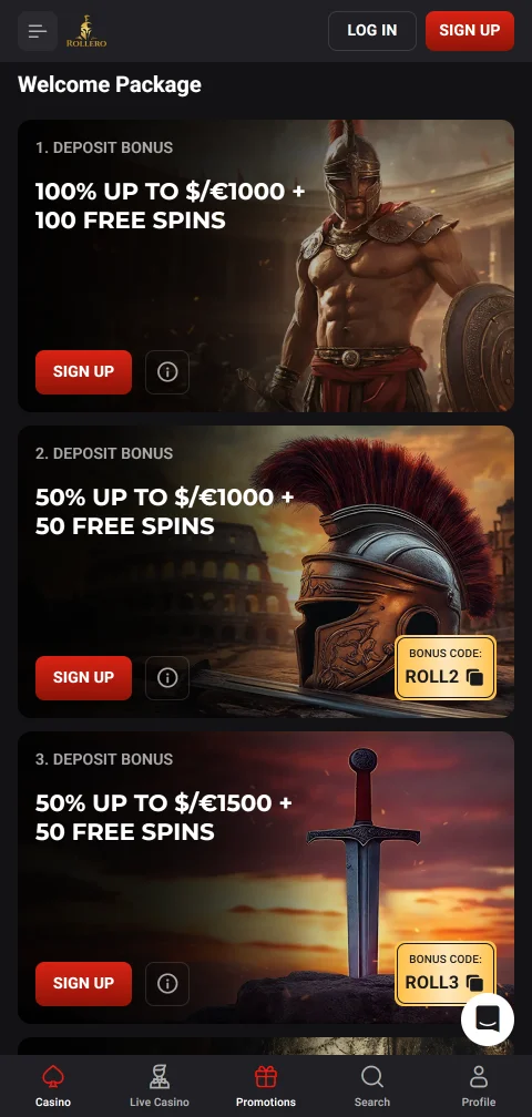 Rollero Casino depósitos, retiros y métodos de pago