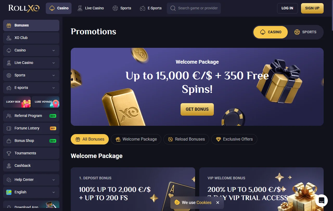 RollXo Casino bonos, promociones y condiciones de entrada