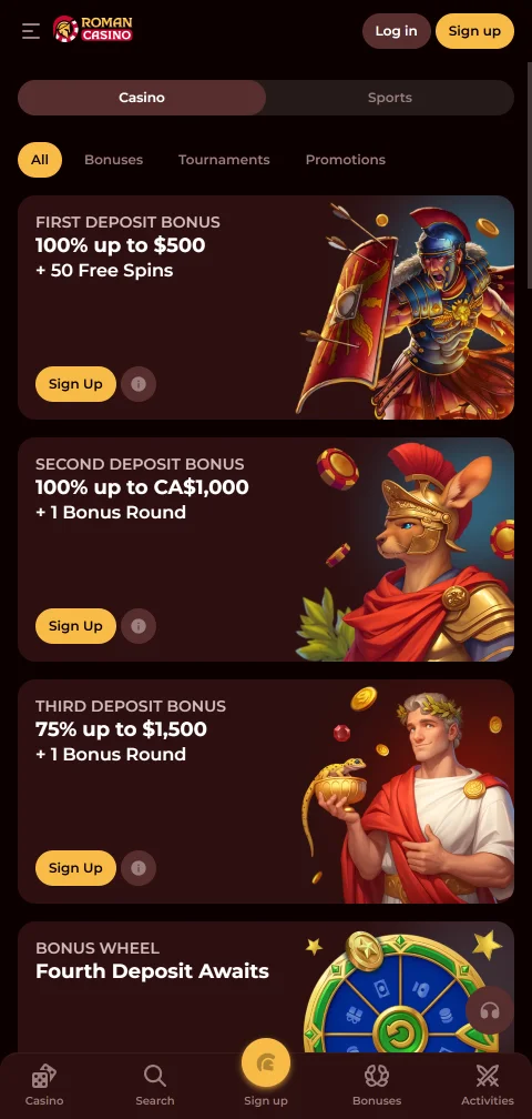 Depósitos retiros métodos pagos Roman casino España móvil