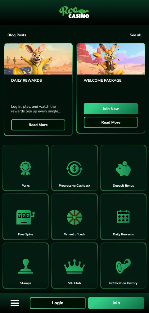 Roo Casino depósitos, retiradas y métodos de pago disponibles