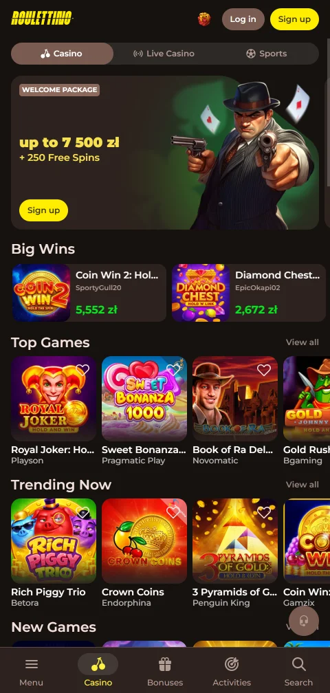 Roulettino Casino en móvil con acceso rápido y compatible