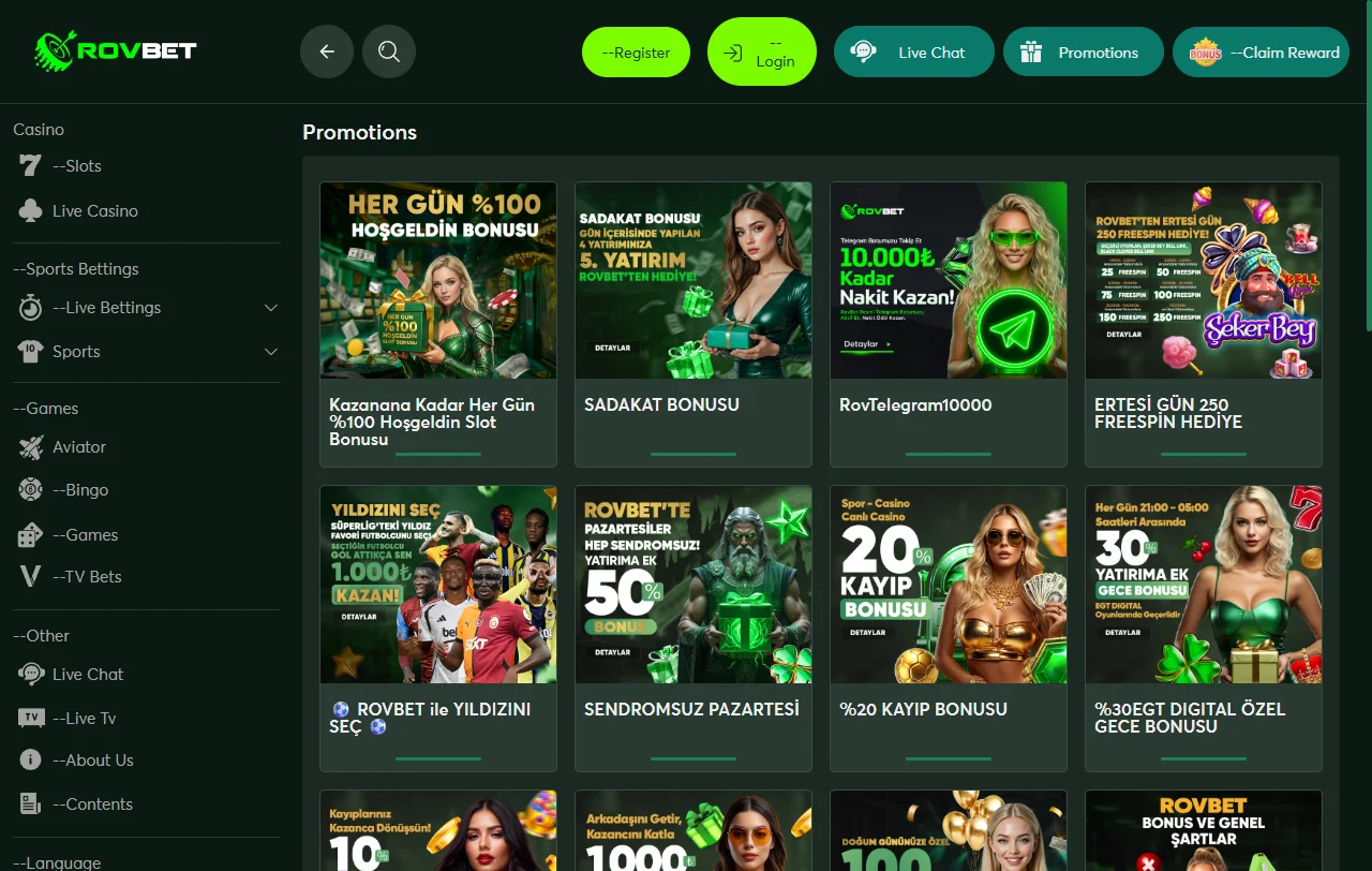 Rovbet Casino con bono de bienvenida y promociones