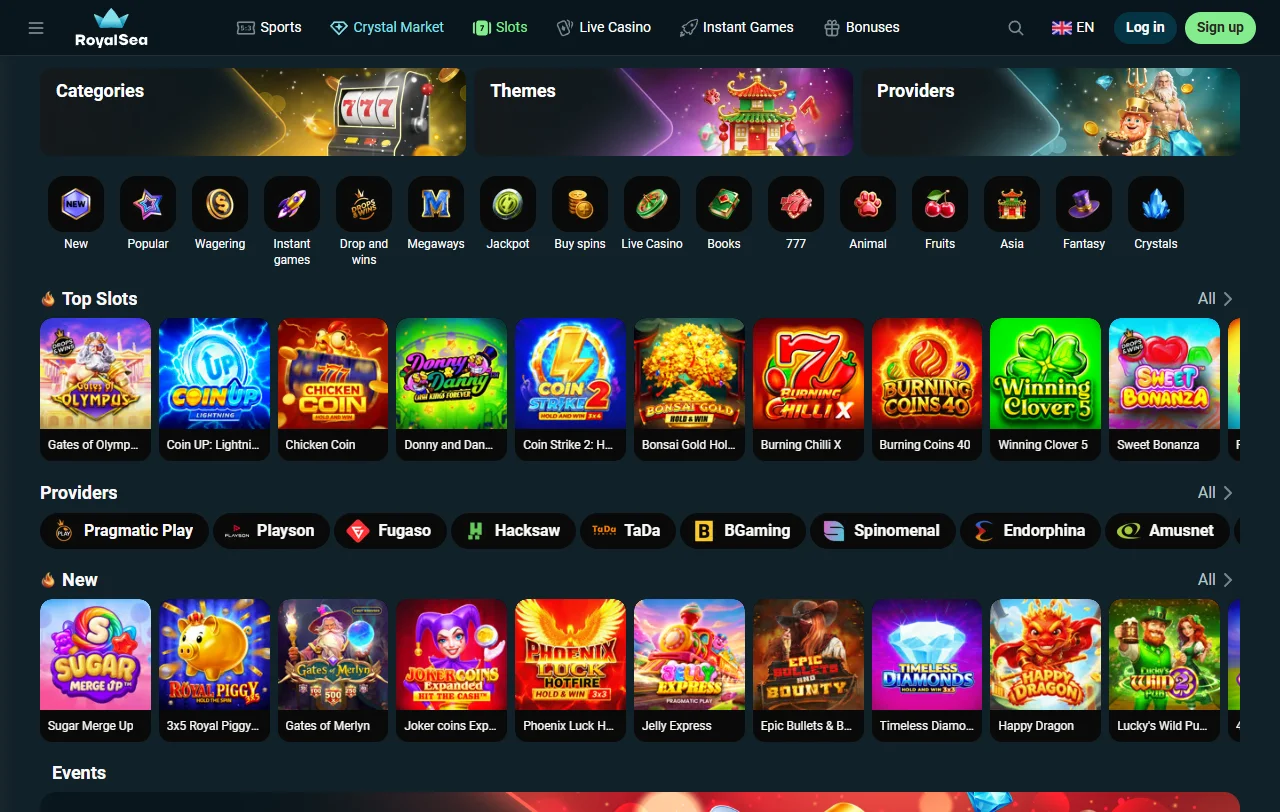 RoyalSea Casino catálogo de juegos, tragaperras y mesa