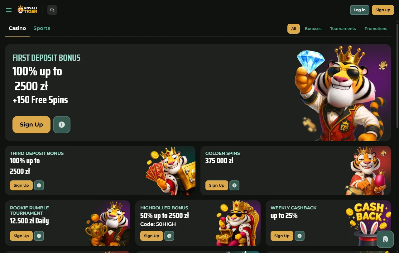 RoyalsTiger Casino análisis de bonos, promociones y condiciones de entrada