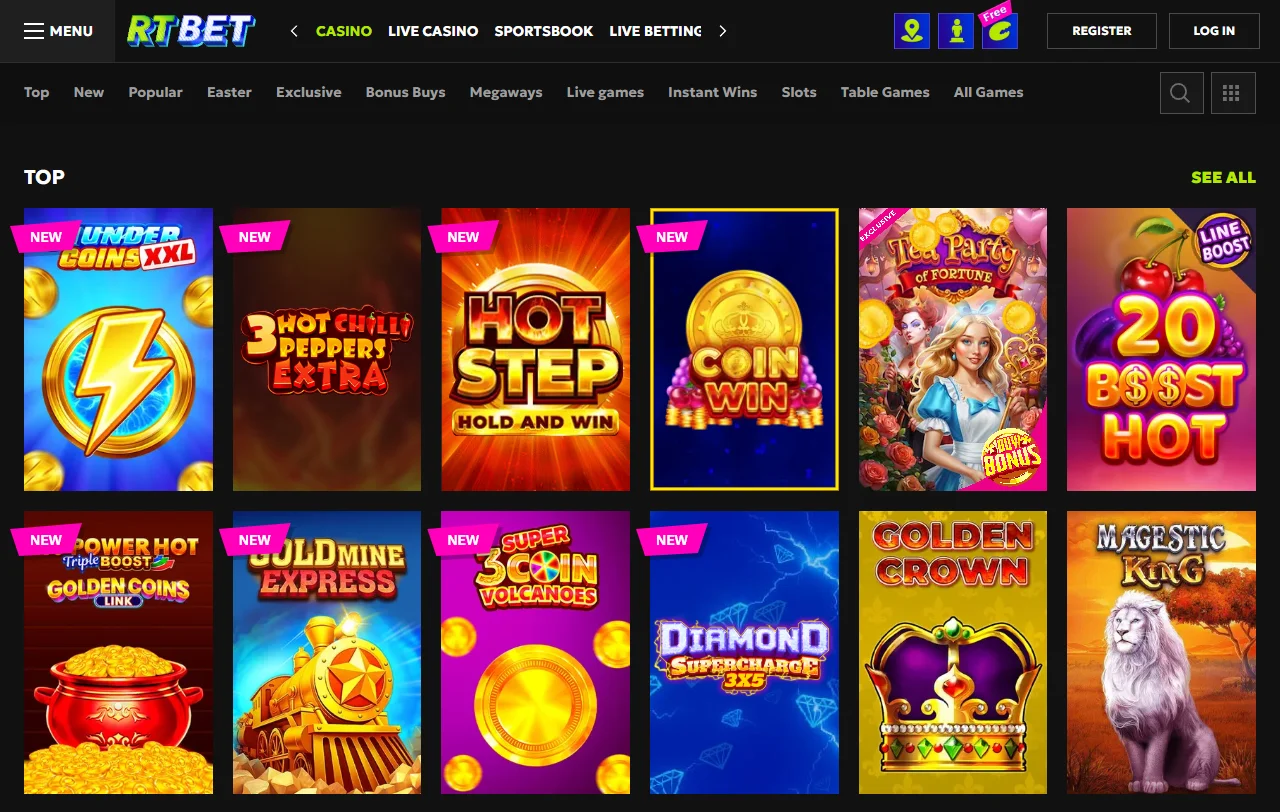 RTBet Casino oferta de juegos y tragaperras online