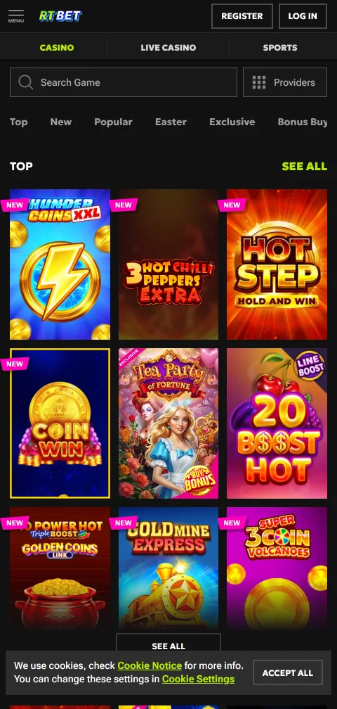 RTBet Casino métodos de pago y retiradas para España