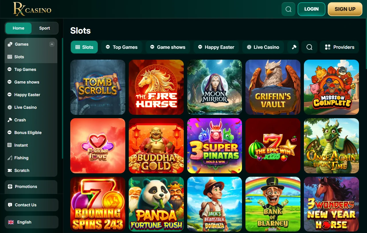 Bonos y promociones visibles en RX Casino