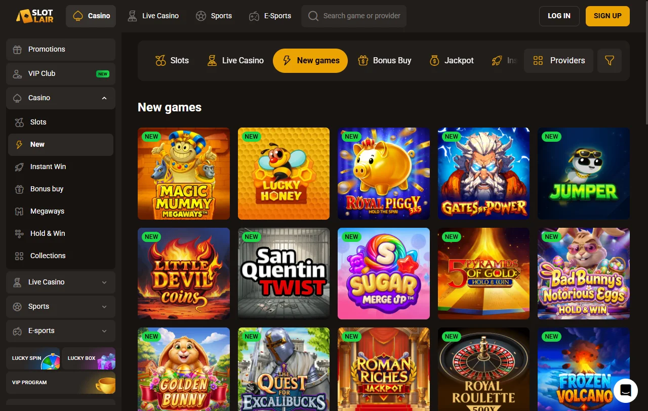 SlotLair Casino y su estructura de bonos y promociones