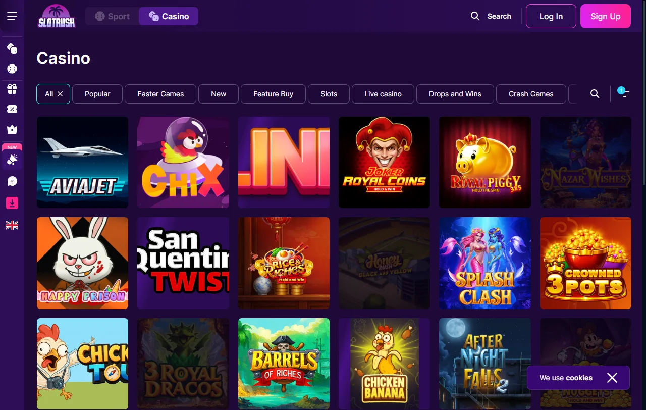 Juegos slots proveedores SlotRush Casino España catálogo