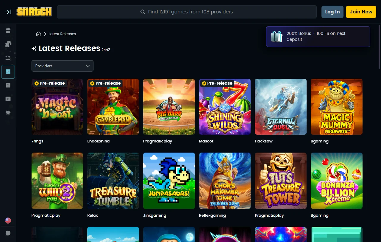 Juegos slots proveedores destacados en Snatch casino España