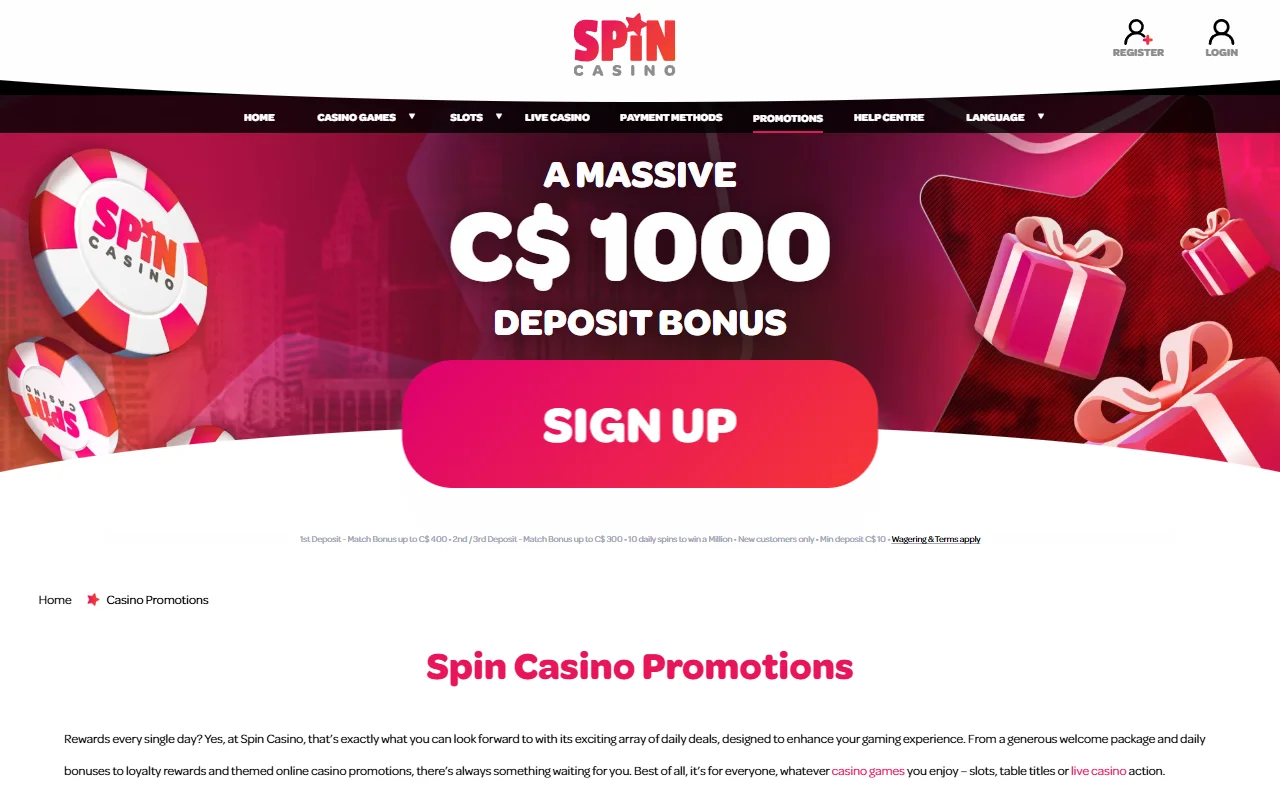 Bonos promociones bienvenida Spin Casino España ofertas