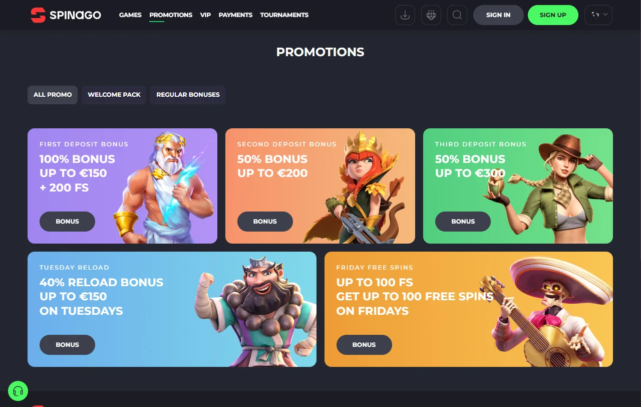Spinago Casino juegos, slots y opciones de entretenimiento