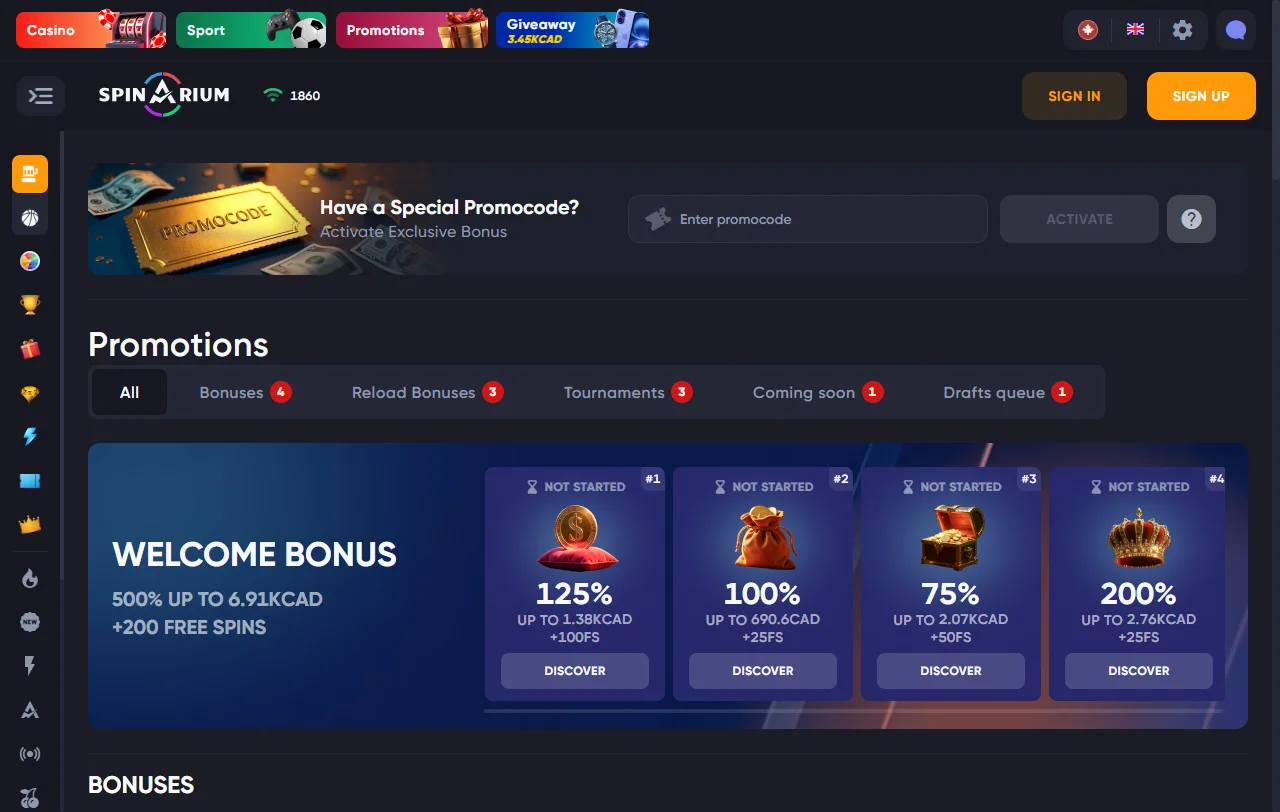 Oferta de juegos y proveedores en Spinarium Casino