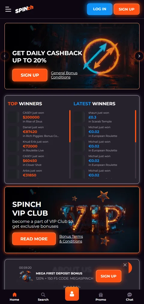 Acceso móvil optimizado Spinch Casino España smartphones